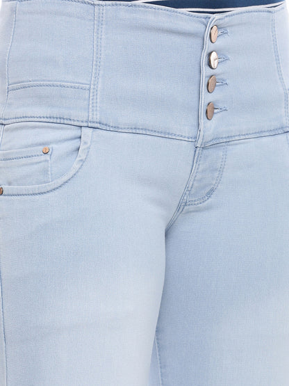 Womens High Rise Slim Fit Denim - Sky Blue