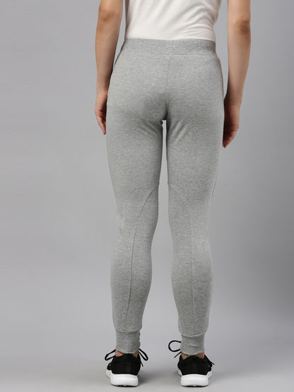 Womens Narrow Bottom Joggers With Side Pockets - Grey Melange