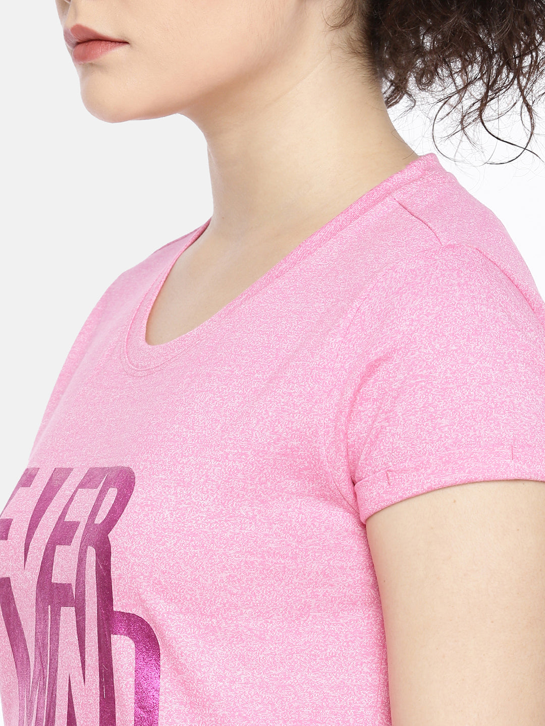 Pink Round Neck Active Tees