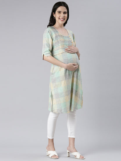 Womens Printed Maternity Kurti - Green