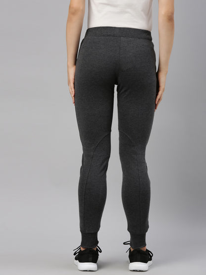 Womens Narrow Bottom Joggers With Side Pockets - Charcoal Grey