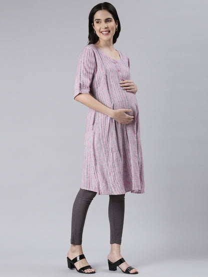 Pink-Colored Maternity Kurta