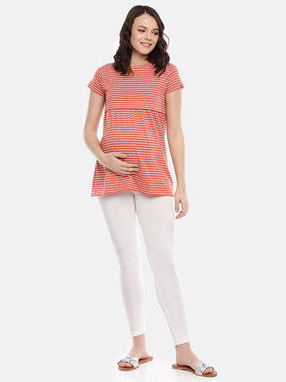 Womens Striped Maternity Tees - Orange