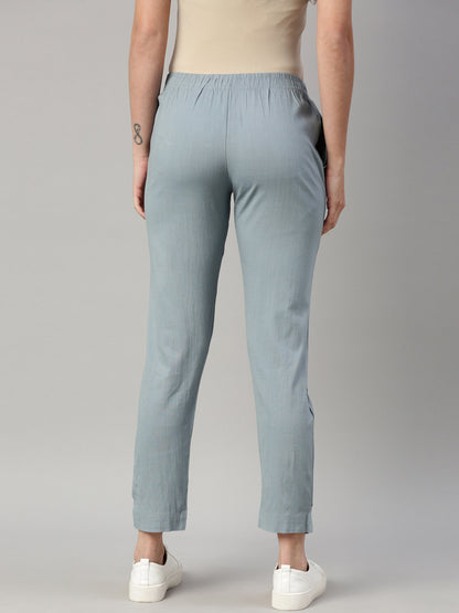 Womens Stretchable Solid Cigar Pant - Blue Star