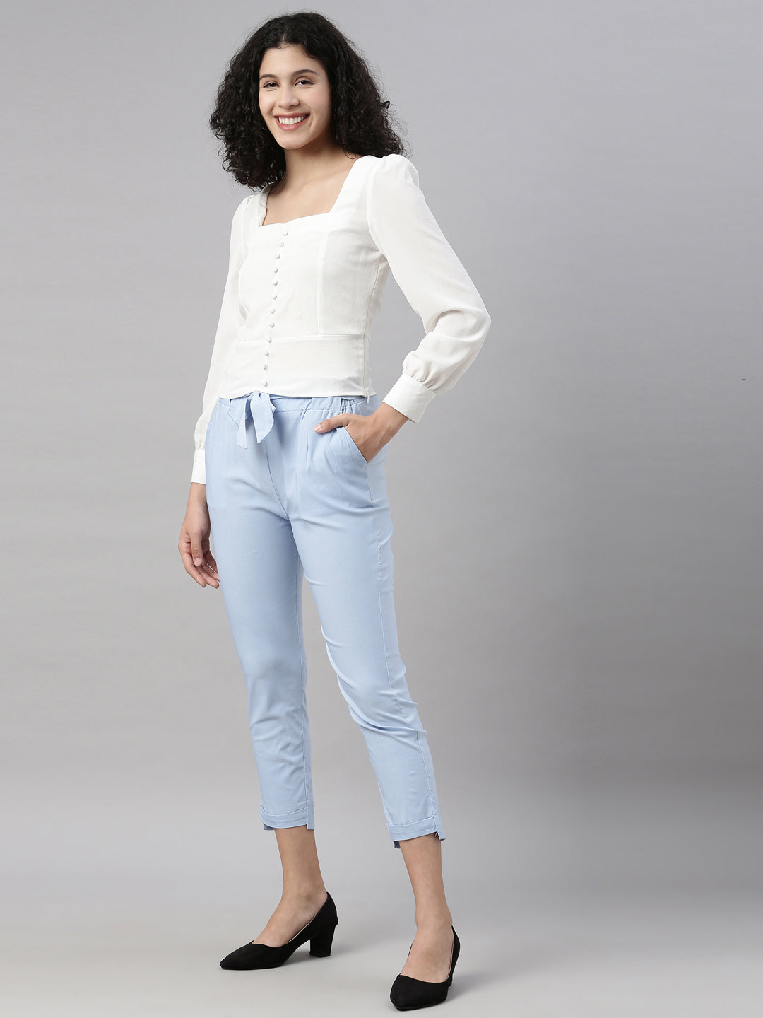 Buy Sky Blue Trousers & Pants for Women by ANGELFAB Online | Ajio.com