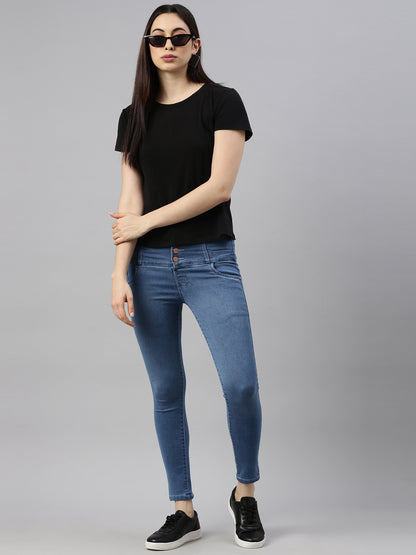 Womens High Rise Slim Fit Denim - Blue