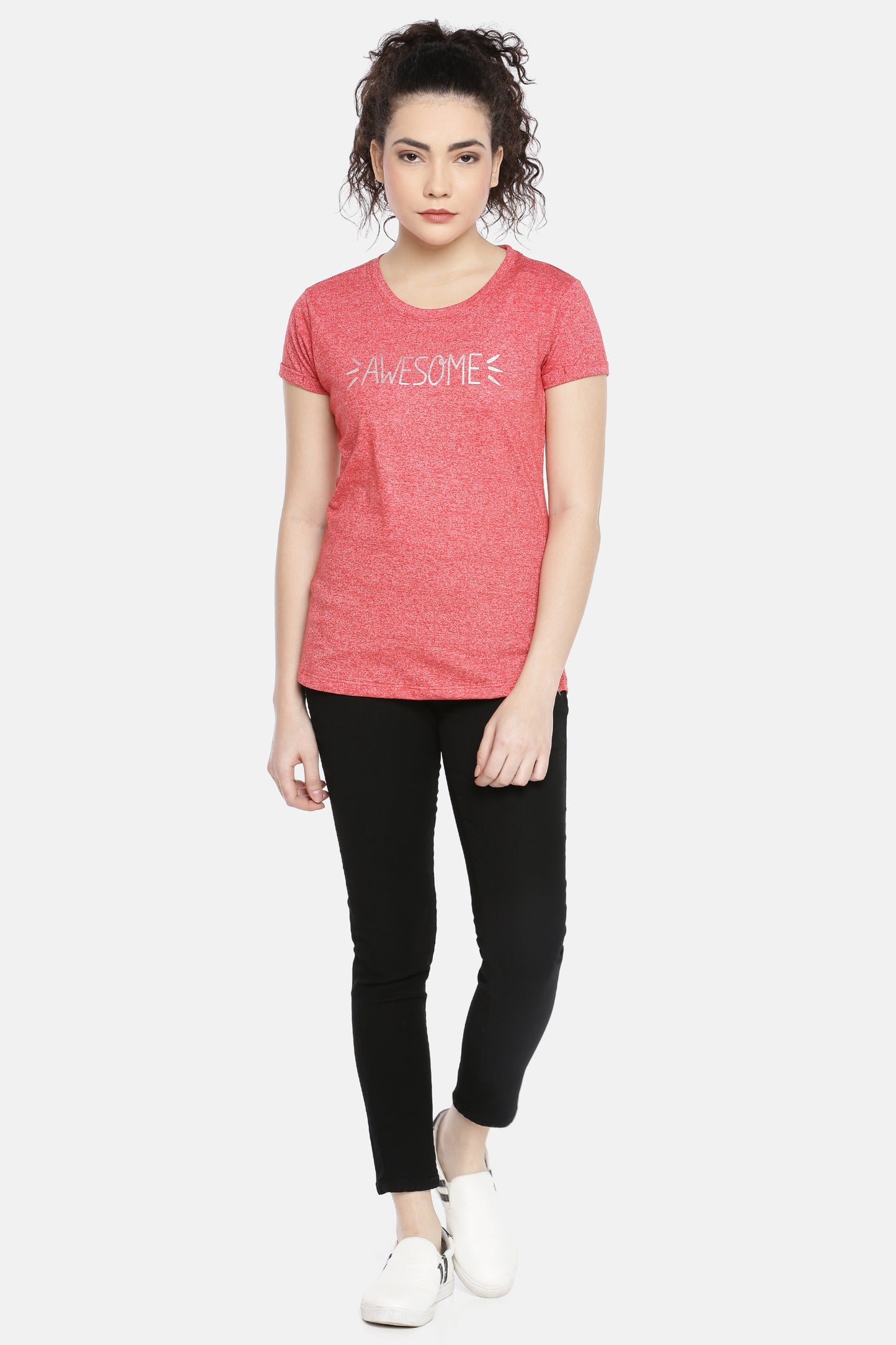 Red Round Neck Active Tees