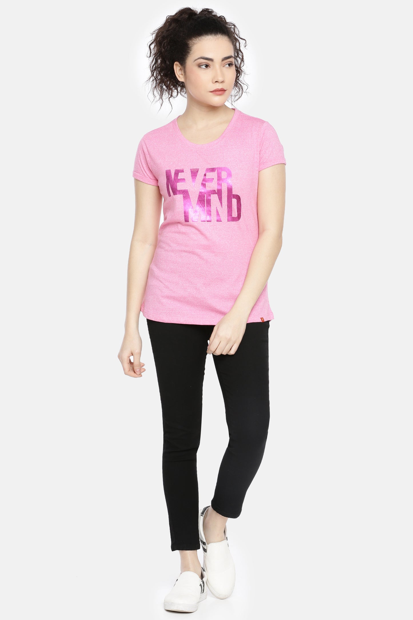 Pink Round Neck Active Tees