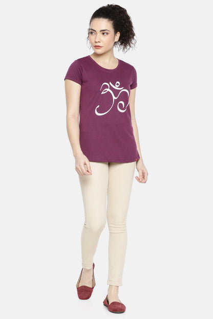 Wine Round Neck Active Tees