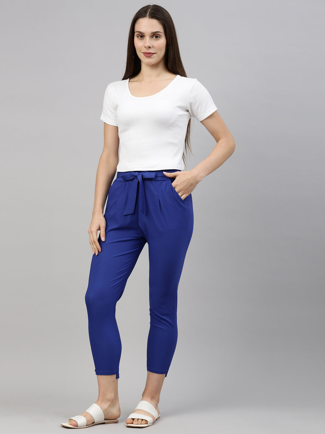 Womens Solid Knot Pant - R Blue