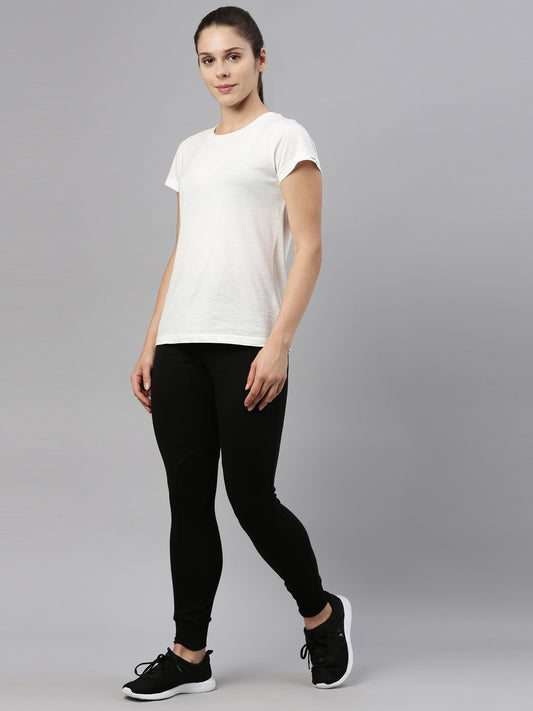 Womens Narrow Bottom Joggers With Side Pockets - Black