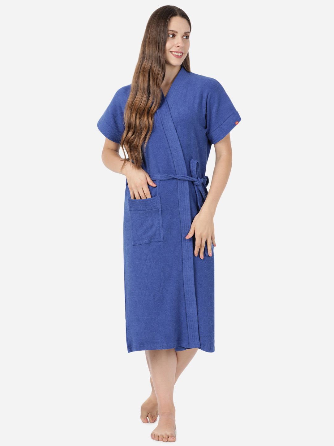 Womens Solid Bathrobe - Royal Blue