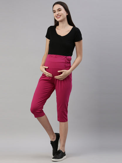 Womens Maternity Capri - Fuchsia