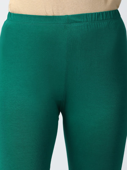 Womens 4 Way Stretch Churidar Leggings - Green