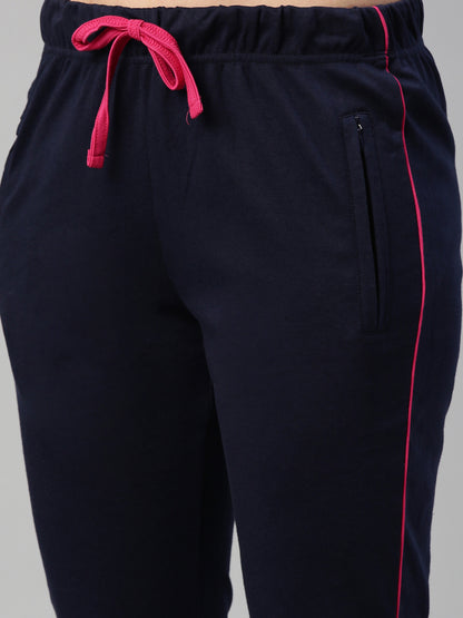 Womens Yoga Capri With Zipper Pocket - Navy Blue