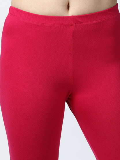 Womens 4 Way Stretch Ankle Leggings - Fuchsia