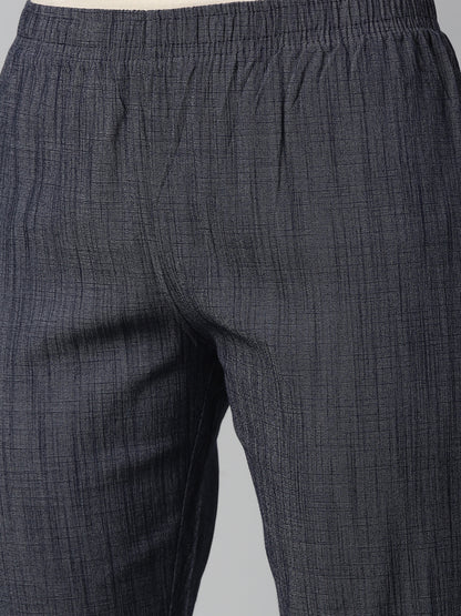 Womens Stretchable Solid Cigar Pant - Denim Blue