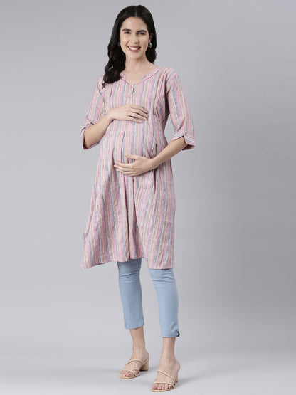 Womens Printed Maternity Kurti - Pink