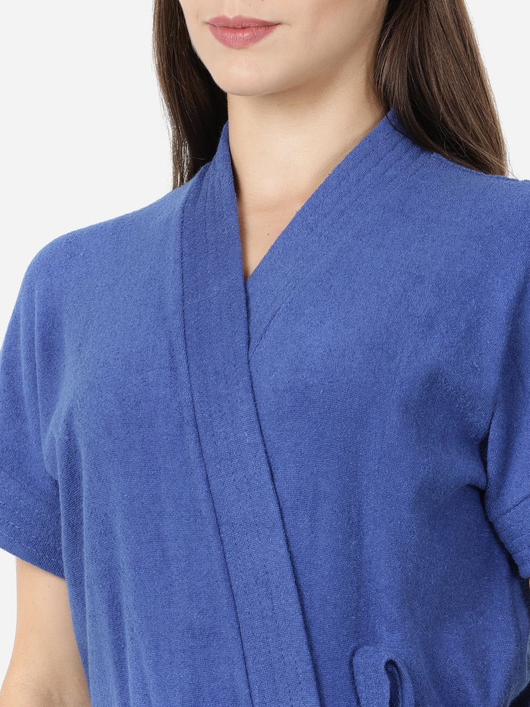 Womens Solid Bathrobe - Royal Blue