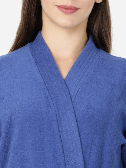 Womens Solid Bathrobe - Royal Blue