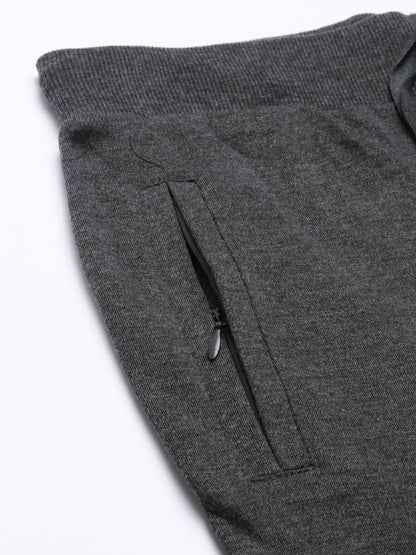 Womens Narrow Bottom Joggers With Side Pockets - Charcoal Grey