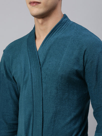 Mens Plain Bathrobe - Indigo