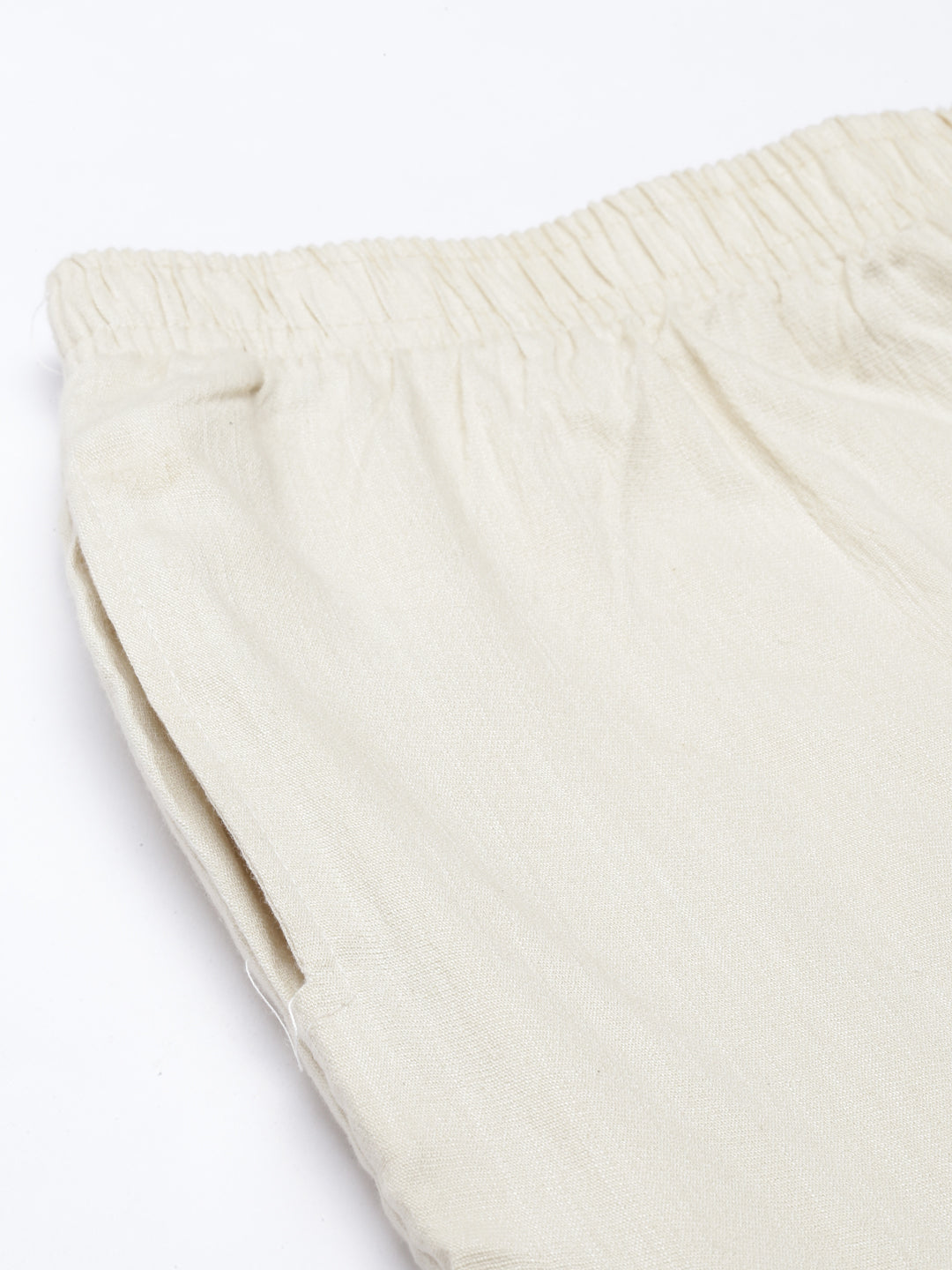 Womens Stretchable Solid Cigar Pant - Cream