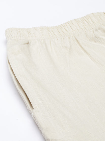 Womens Stretchable Solid Cigar Pant - Cream