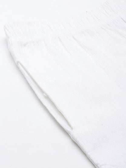 Womens Stretchable Solid Cigar Pant - White