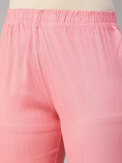 Womens Stretchable Solid Cigar Pant - Pink