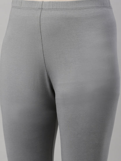 Womens 4 Way Stretch Churidar Leggings - Grey