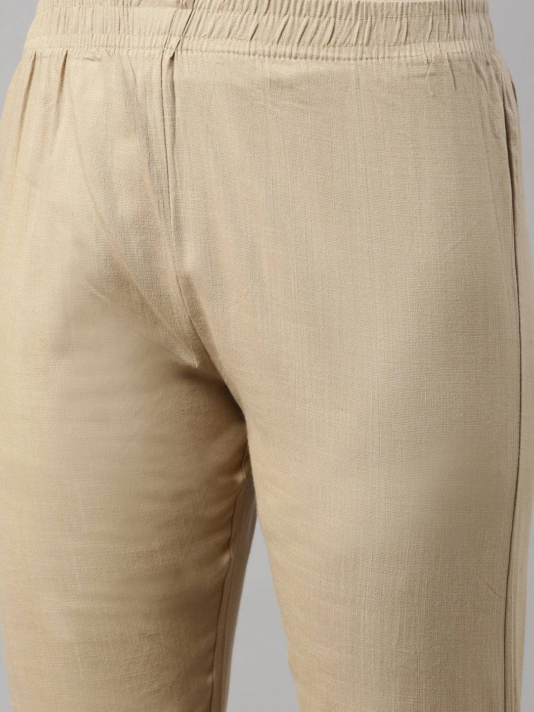 Womens Stretchable Solid Cigar Pant - L.Chickoo