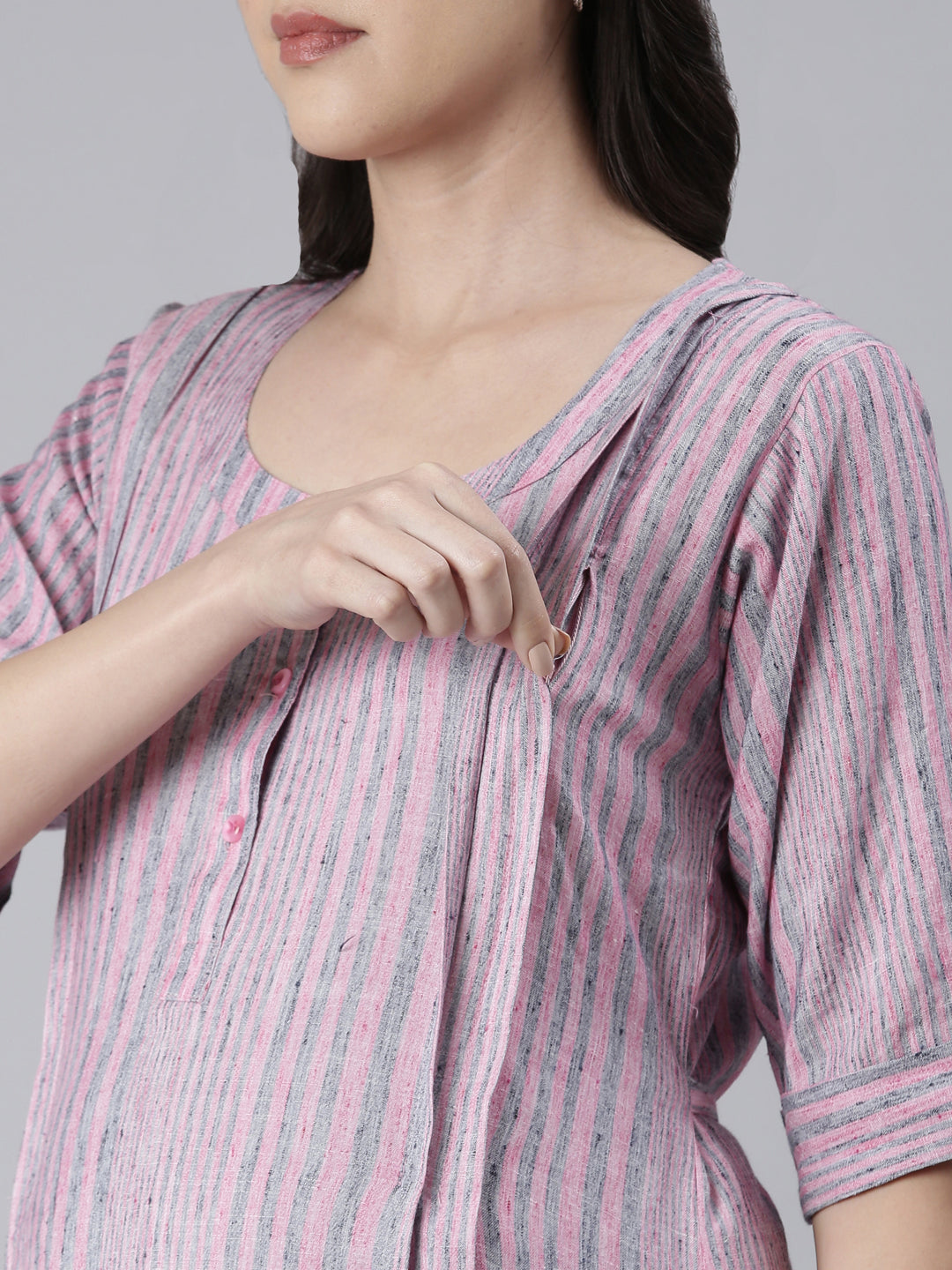 Pink-Colored Maternity Kurta