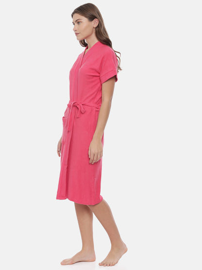 Womens Solid Bathrobe - Fuchsia