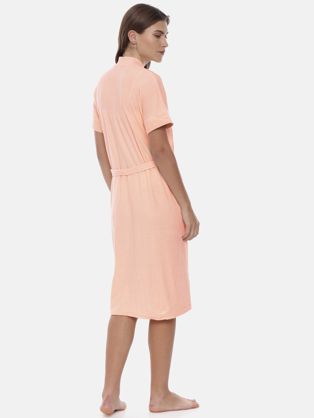 Womens Solid Bathrobe - Peach