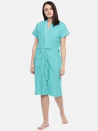 Womens Solid Bathrobe - Sea Green